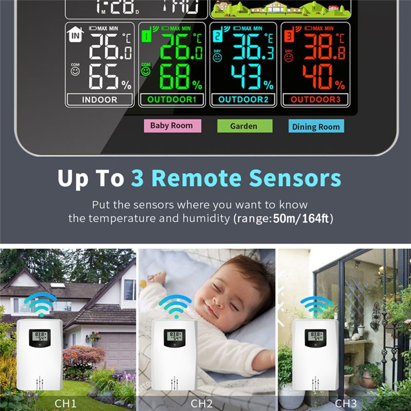 Weather Station Indoor - DT17 Wireless Temperature Humidity Sensor for