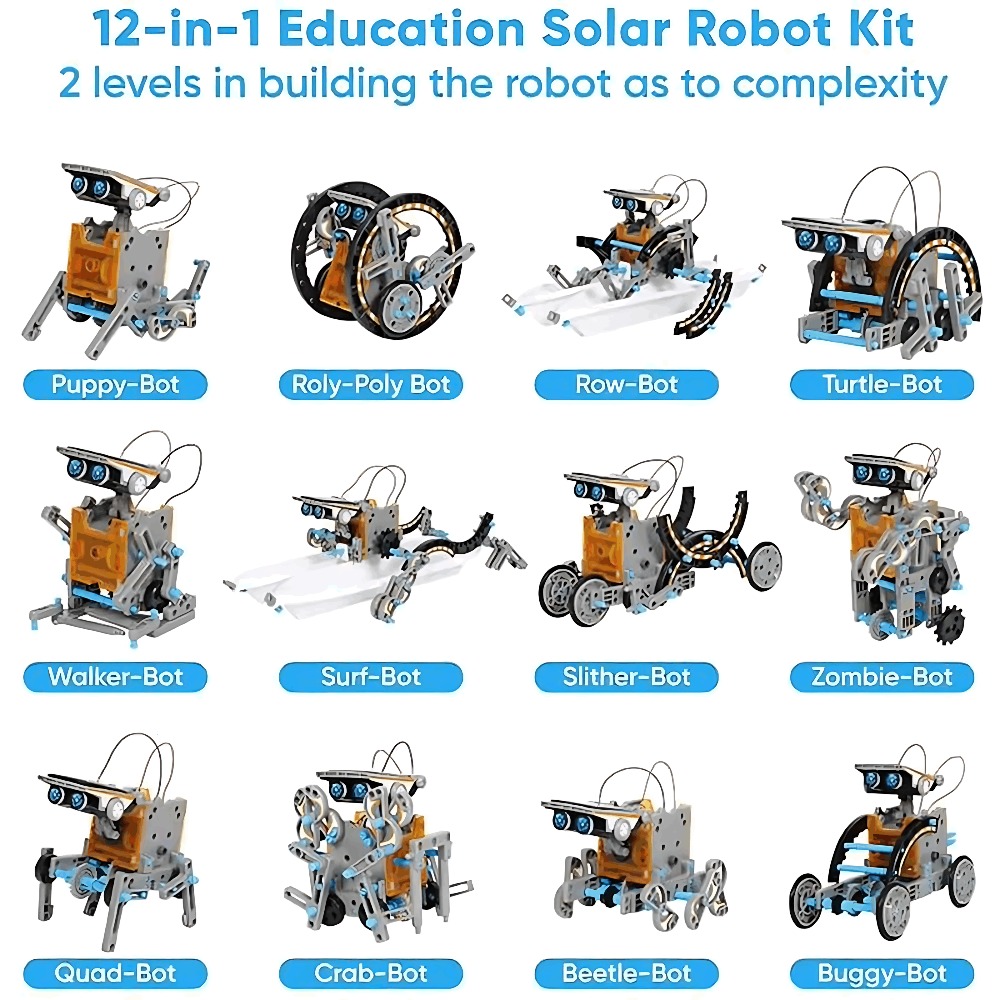 Solar Robot Building Blocks 12 - Science Project Robot review and price
