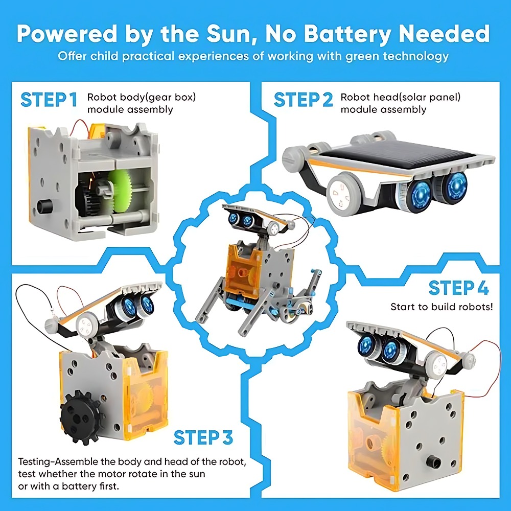 Solar Robot Building Blocks 12 - Science Project Robot review and price